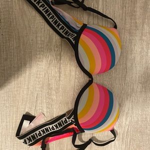 push up striped pink bra